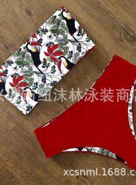 Swimsuit flat-chested swimsuit strapless two-piece bikini