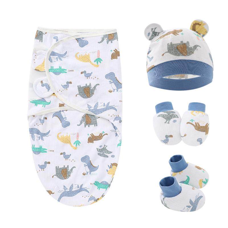 Newborn swaddle baby silkworm sleeping bag hat gloves foot