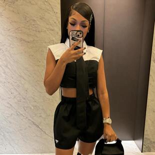 stitching white contrast collar POLO black Womens and