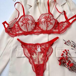 Simple Mesh Elegant See Flower Underwear through Embroidery