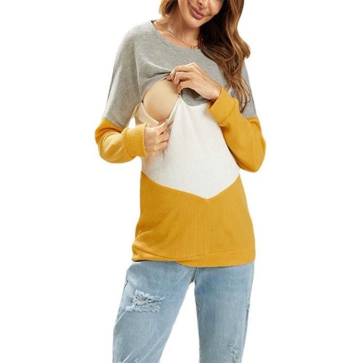 Sweatshirt Nursing Shirt Maternity Sleeve Long Neck Round