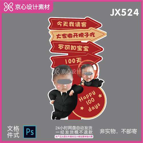 可爱老人百岁寿宴儿童生日派对场景布置PSD素材设计素材