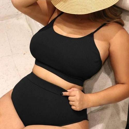 Single fat girl solid color swimsuit plus size sexy bikini