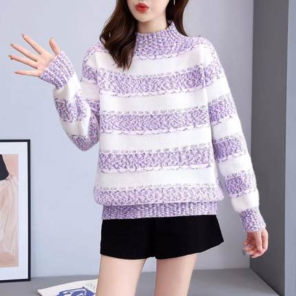 winter thick high collar mink fleece sweater women pullover