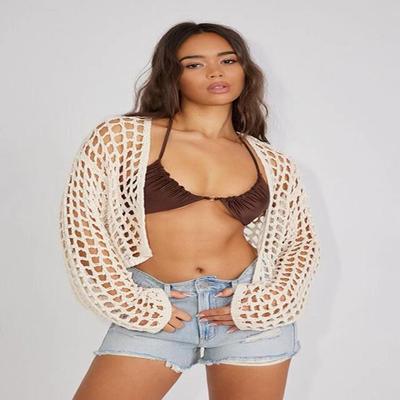 women for cardigan small knitted sexy fashion hollow top