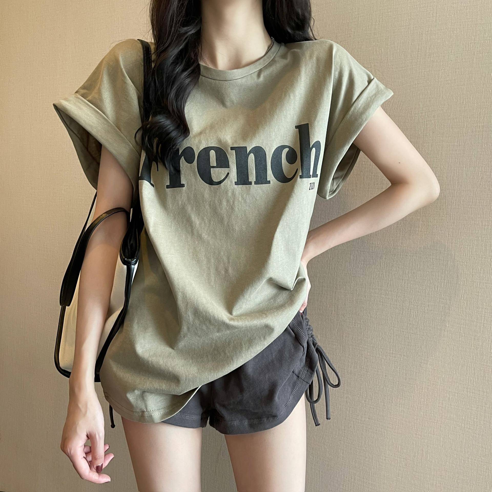 Trendy Top Student Female Loose T-shirt Sleeve Short Cool