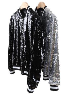 spring autumn new women casual zipper jacket sequin
