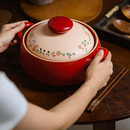 煲仔饭家用中式砂锅红石榴耐高温
