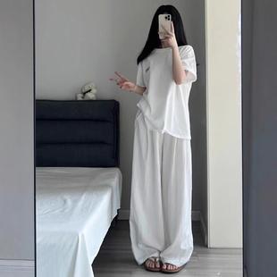 可外穿 维多利亚纯棉睡衣女夏季 短袖 韩版 简约宽松慵懒风家居服套装