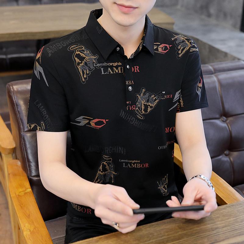 潮牌冰感短袖T恤男夏季ins潮流翻领Polo衫时尚休闲半袖体恤上衣服
