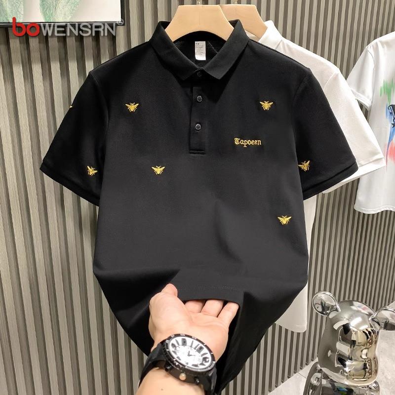 欧货高级感刺绣polo衫男士短袖t恤2025新款夏季痞帅翻领保罗男款