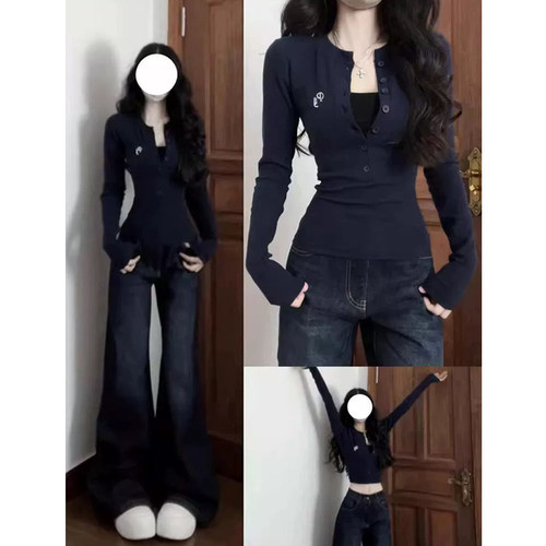 纽扣打底衫女秋冬内搭可外穿上衣