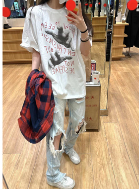 国潮牌美式高街短袖t恤女2026新款夏季小众设计感hiphop纯棉上衣
