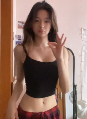 黑色纯棉甜辣妹小吊带背心女夏季内搭修身显瘦设计感小众短款上衣