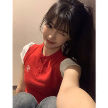 红色马甲针织衫无袖吊带背心女夏季外穿设计感小众短款甜辣妹上衣