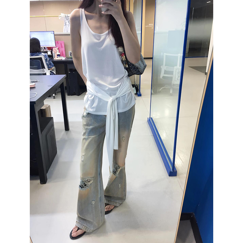 绑带设计感U领吊带背心女夏上衣