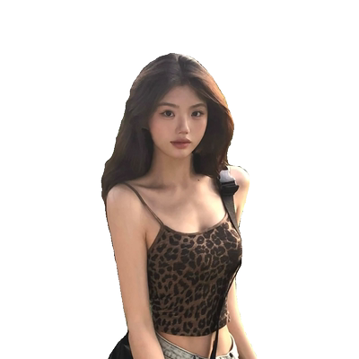 美式豹纹小吊带背心女夏辣妹上衣