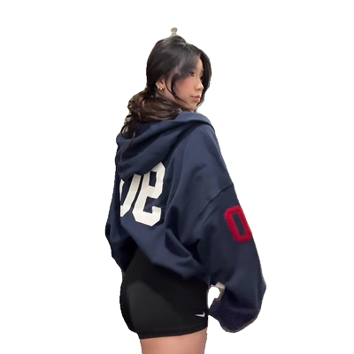 美式复古连帽卫衣外套宽松慵懒风