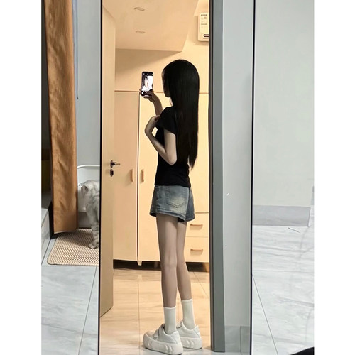 复古牛仔短裤女夏季薄款美式辣妹