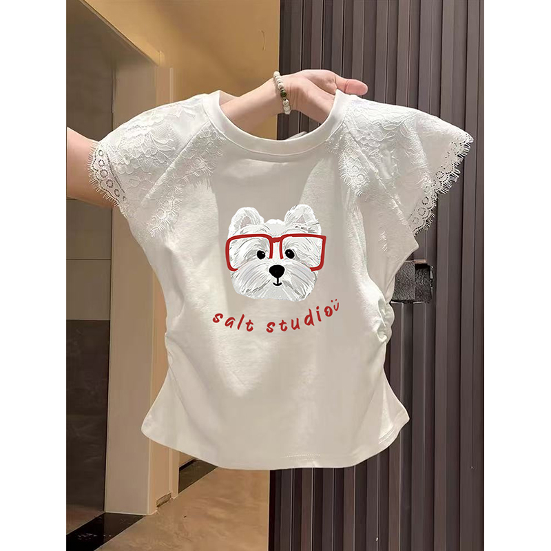 白色短袖t恤女设计感小众夏上衣