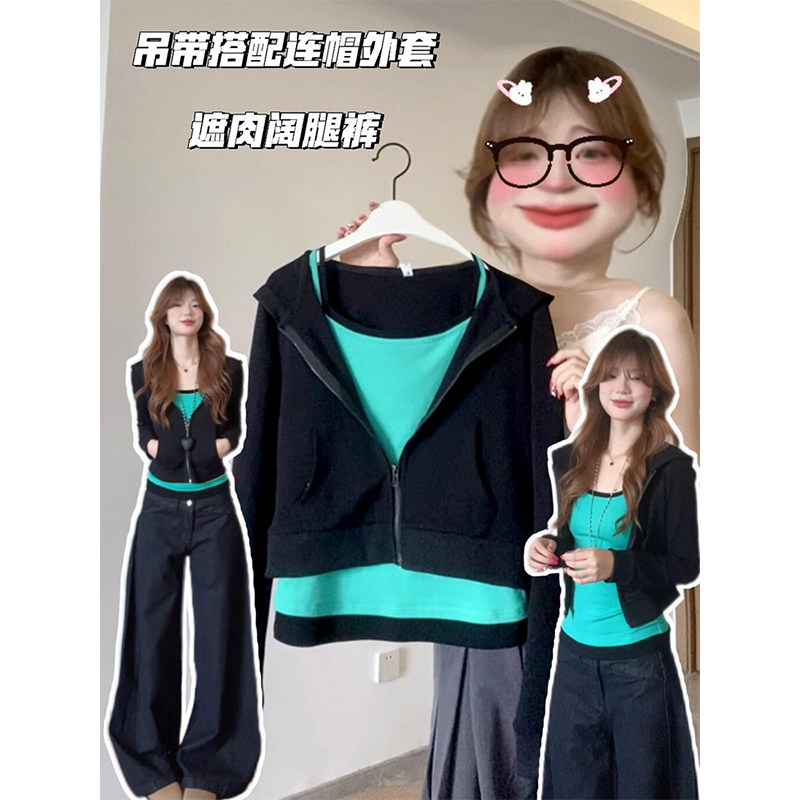 连帽拉链开衫短款卫衣外套女秋季图片
