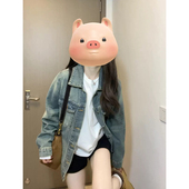美式 小个子高街宽松夹克上衣 爆款 复古薄款 牛仔外套女春秋2025新款