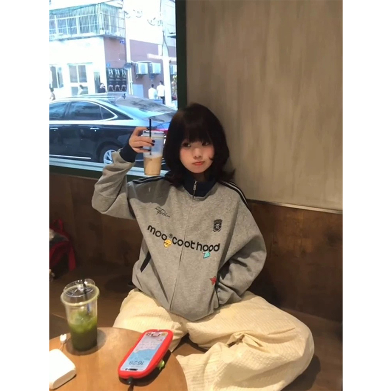 小恶魔棒球服开衫卫衣外套女夹克