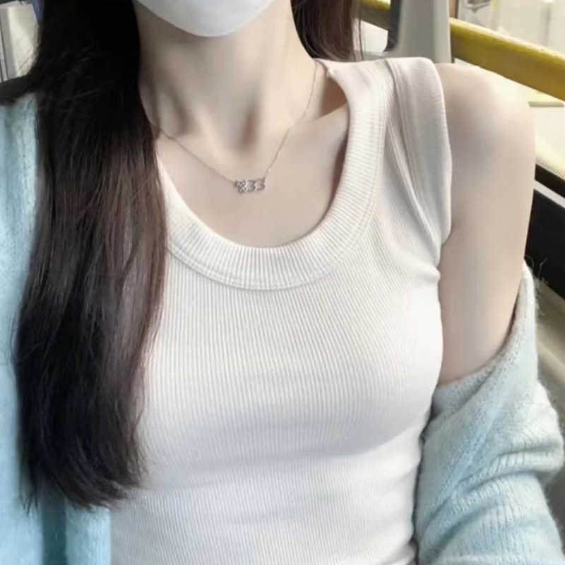 白色吊带背心女夏季外穿无袖t恤纯欲短款甜辣妹内搭打底上衣