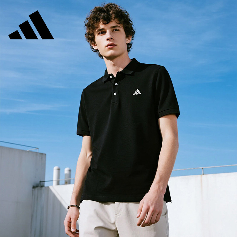 adidas阿迪达斯polo衫夏季新款T恤男士透气短袖商务吸湿翻领上衣