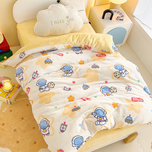 婴儿被子冬季儿童冬被幼儿园专用豆豆被新生宝宝小棉被牛奶绒加厚