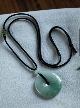 孤品【康宁.平安扣】天然翡翠吊坠玉佩男女高档毛衣项链一物一证