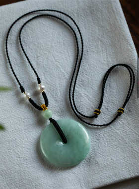 孤品【圆满.平安扣】天然翡翠吊坠玉佩男女高档毛衣项链一物一证