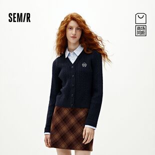 毛衫 森柔森马针织开衫 领假两件2025新款 衬衫 101725107022 女冬季