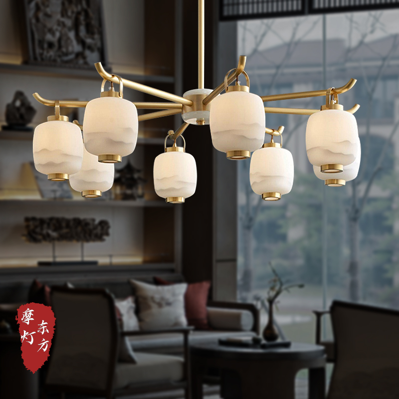客厅新中式吊灯全铜中国风