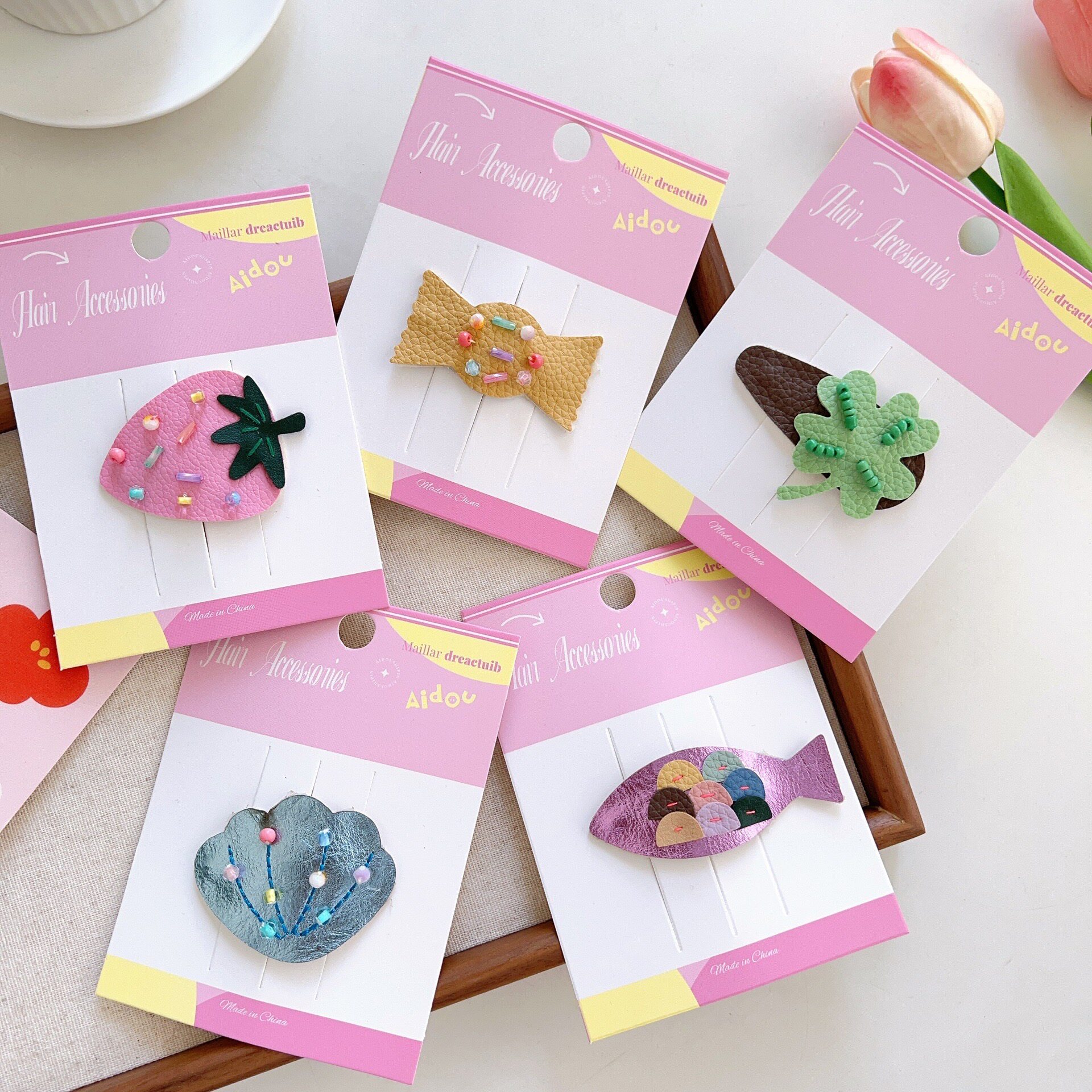 韩系可爱卡通糖果发夹水果草莓PU皮手工bb夹碎发侧边夹刘海夹发卡