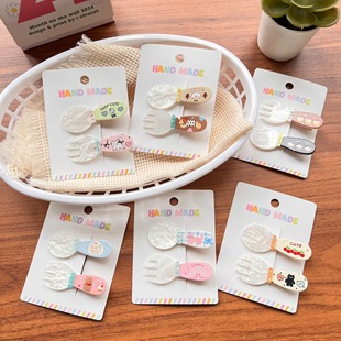 趣味仿真亚克力小叉子勺子发夹可爱卡通少女鸭嘴夹碎发刘海夹发饰