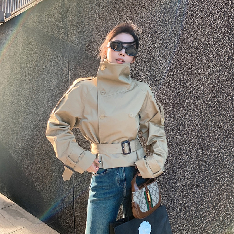 风衣MK&DK法国卡其色短款高领