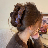 毛绒蝴蝶结抓夹女高级感2025新款 last kiss 大号发量大秋冬鲨鱼夹