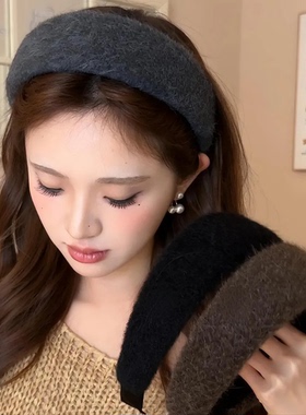 last kiss 细毛绒宽边发箍女高级感洋气时尚头箍高颅顶巨好看发饰