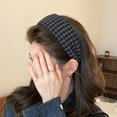 灰黑格纹宽边发箍女高颅顶神器时尚 Last kiss 气质显脸小压发头饰