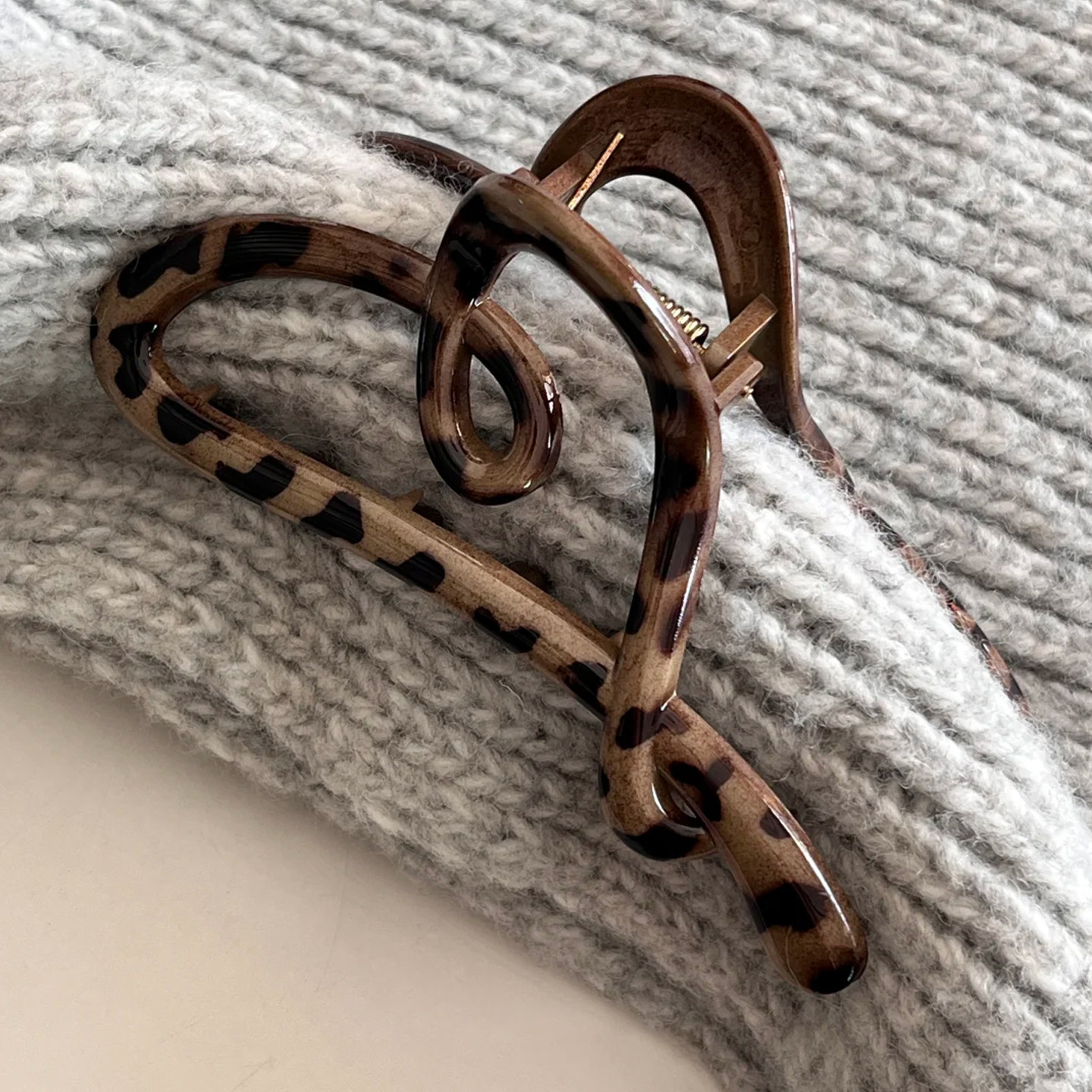 赵露思许妍同款豹纹爱心抓夹女