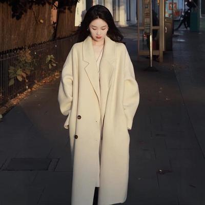 燕麦色羊毛羊绒大衣女冬季新款