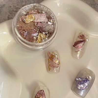 美甲饰品joujou风钻石丝绸云母片不规则薄片diy指甲装饰ins同款新