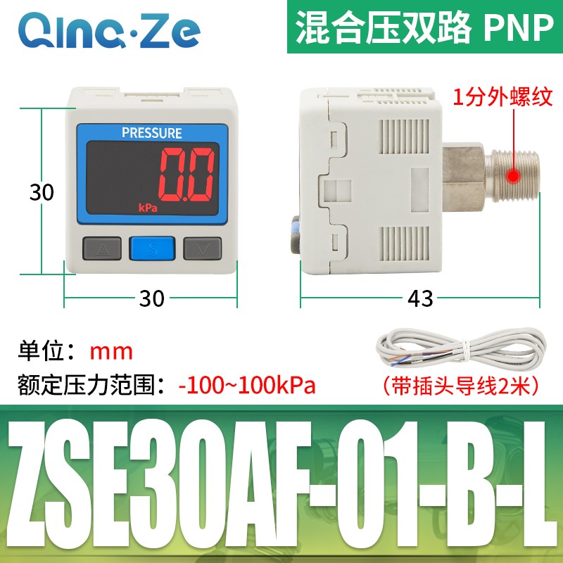 SMC型数显ZSE数字ISE30A气压表01压力表N开关L真空表DPSN1负压020