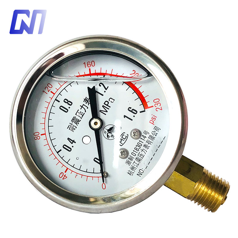 空压机压力表抗震k气压指针式耐震立式气压表16气泵空气压缩机安