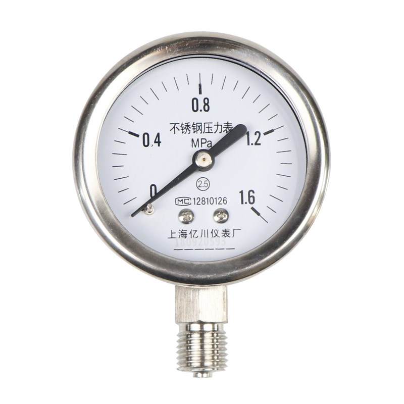 y60bf不锈钢压力表304材质16/40mpa蒸汽锅炉耐温度高压水压气压表