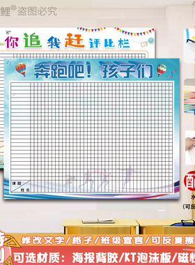 班级背书表听写你追我赶墙贴