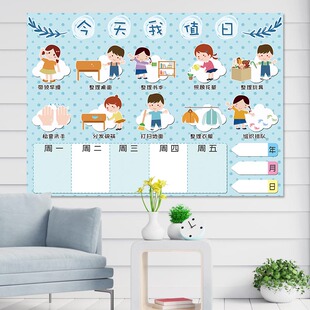 幼儿园值日生职责墙贴班级值日表环创布置区角我是小小值日生贴纸