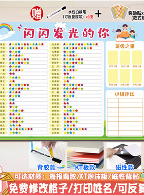 班级评比栏闪闪发光的你幼儿园小学班级文化布置积分榜表扬表墙贴