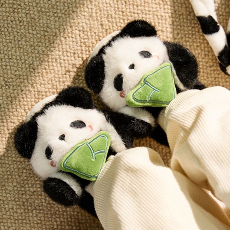 熊猫儿童棉拖鞋防滑男童女童冬季卡通室内包跟小童宝宝毛绒家居鞋